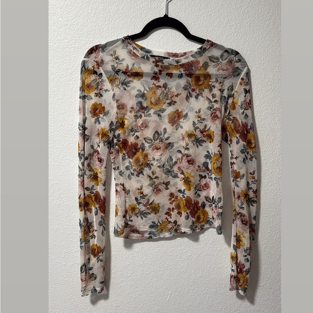 Floral Mesh Long Sleeve Top